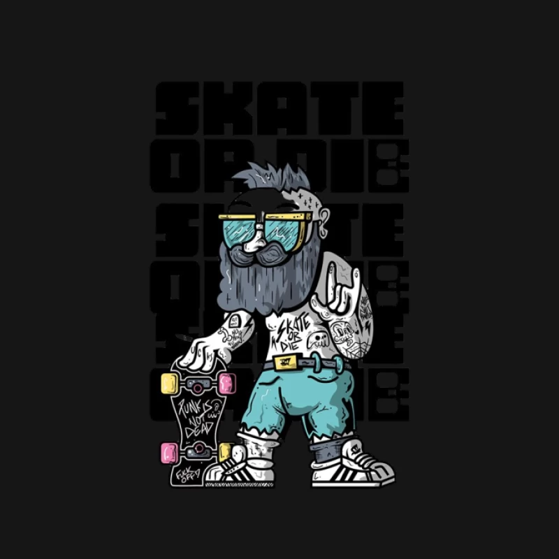 Hipster Skater Cartoon Illustration Damen T-Shirt