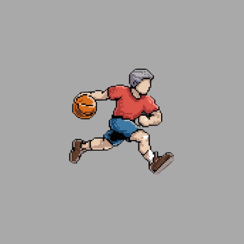 Retro Pixel Art Basketball Player in Motion Female Pullover Hoodie