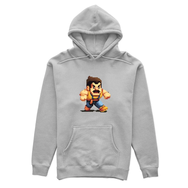 Retro Fighting Game Character in Pixel Art Style Female Pullover Hoodie