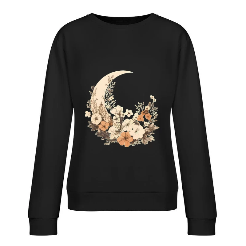 Blumenmond-Design Damen Pullover Sweatshirt