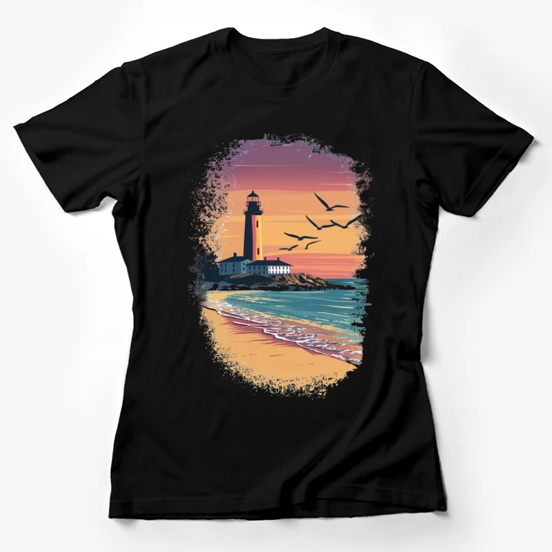 Paysage de phare au coucher du soleil Femme T-Shirt
