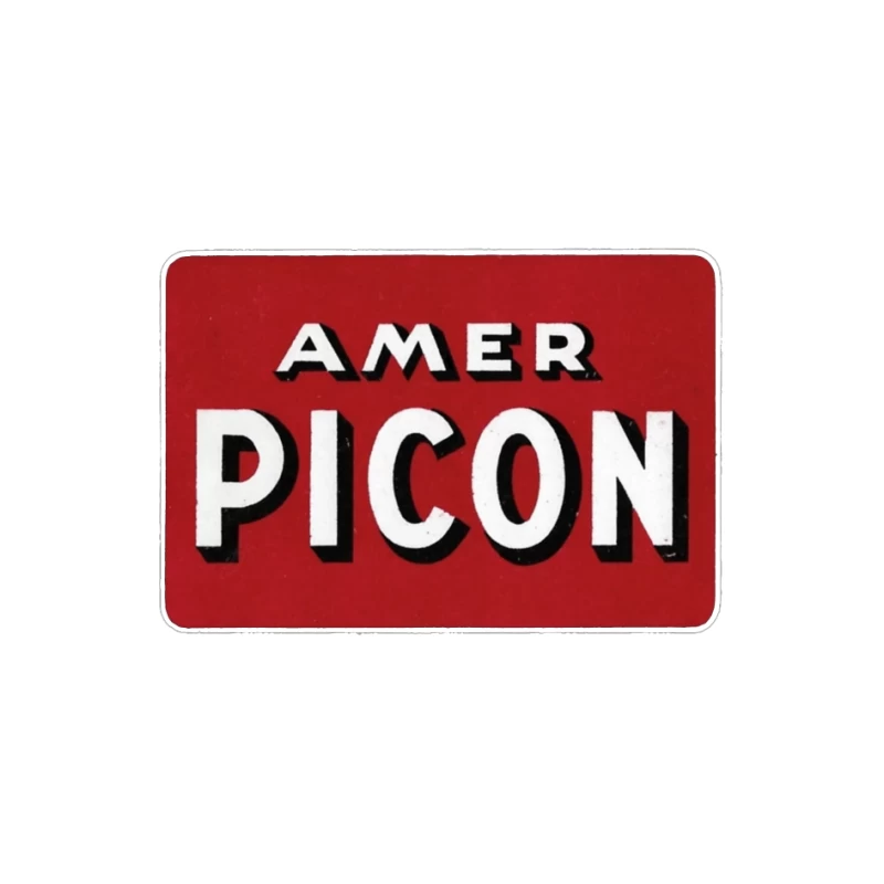 Vintage Amer Picon Logo Typography on Red Background Pin