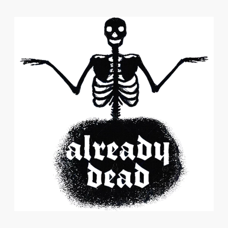 Already Dead - Vintage Skeleton Nihilist Design Throw Pillow