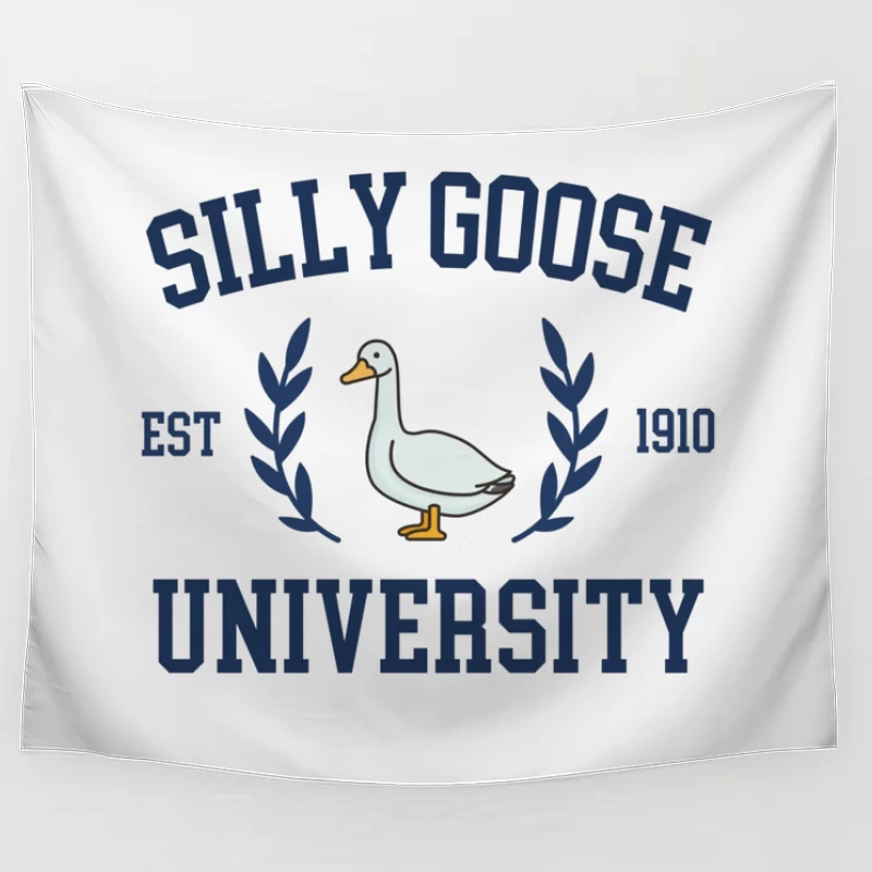 Silly Goose University Vintage-Style Logo Design Tapestry