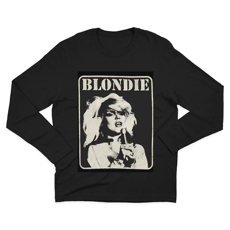 Vintage Black and White Blondie Band Promotional Poster Male Long Sleeve T-Shirt