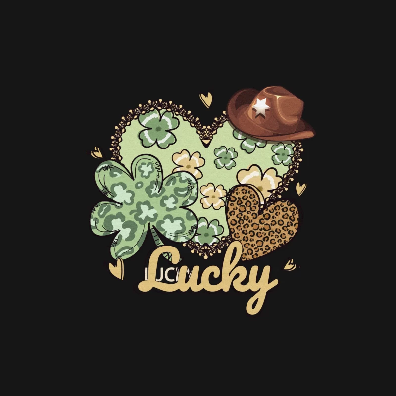 Glücksdesign mit Kleeblatt und Cowboyhut Herren Langarm T-Shirt