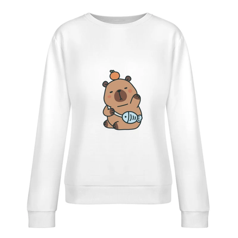 Ours endormi avec poisson et orange Femme Sweat-shirt à enfiler