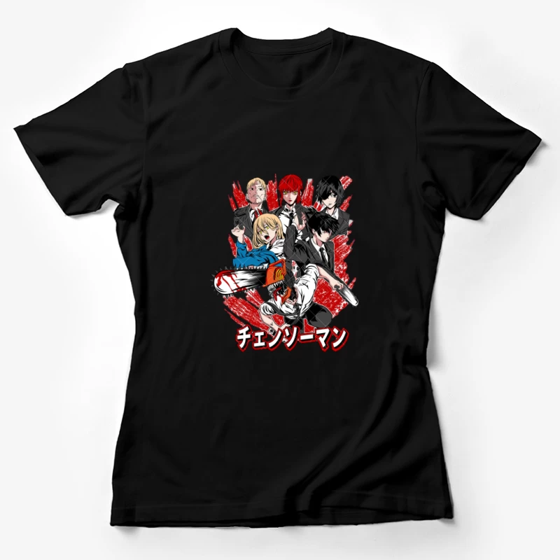 Chainsaw Man Charaktere mit Kettensäge Damen T-Shirt