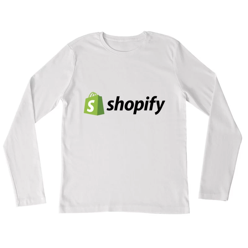 Shopify E-commerce Platform Logo with Green Shopping Bag Icon Female Long Sleeve T-Shirt