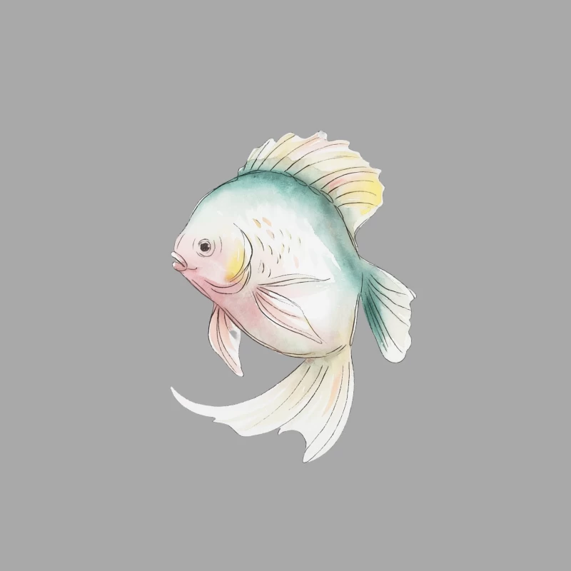 Pastel Watercolor Fish Illustration: Delicate Aquatic Art Female Pullover Hoodie