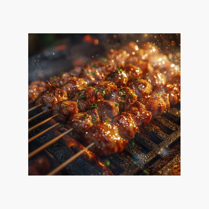 Sizzling Savory Meat Skewers on the Grill Cotton Tote Bag