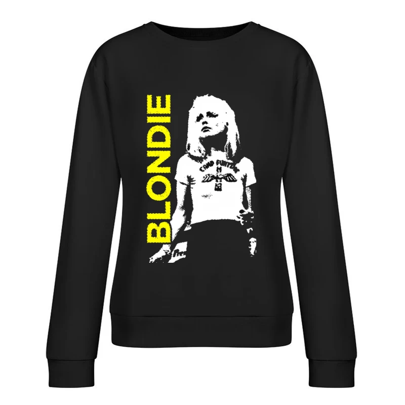 Black and White Punk Rock Artistic Portrait Female Pullover Sweatshirt