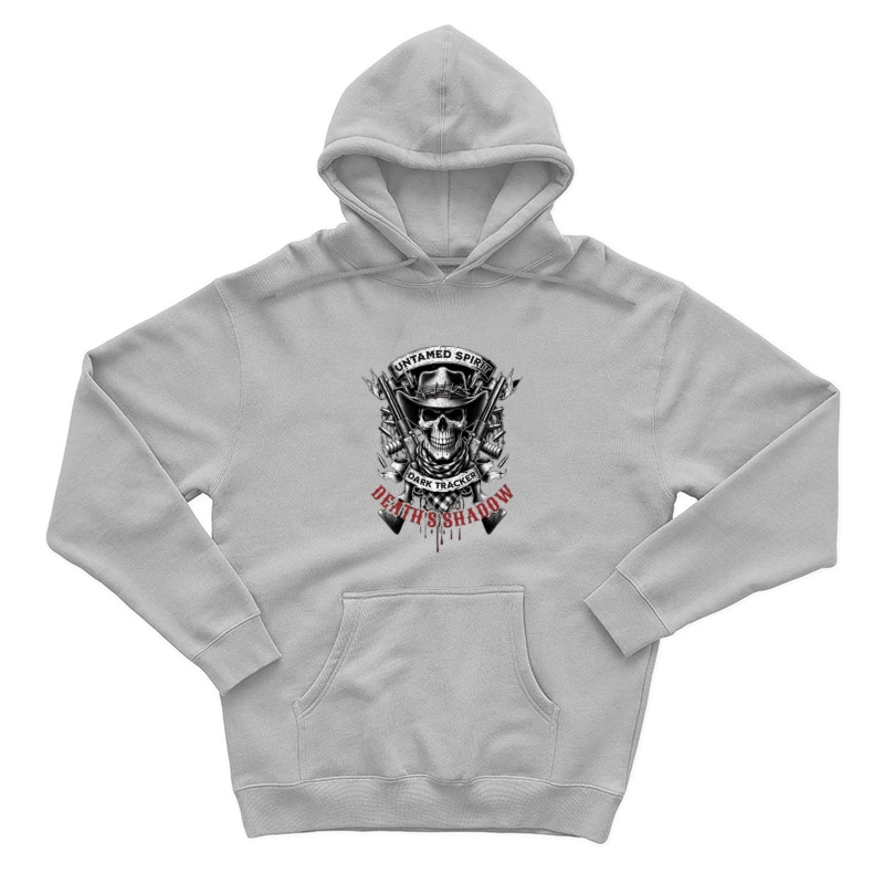 Untamed Spirit Dark Tracker Death's Shadow Skull with Crossed Guns Male Pullover Hoodie