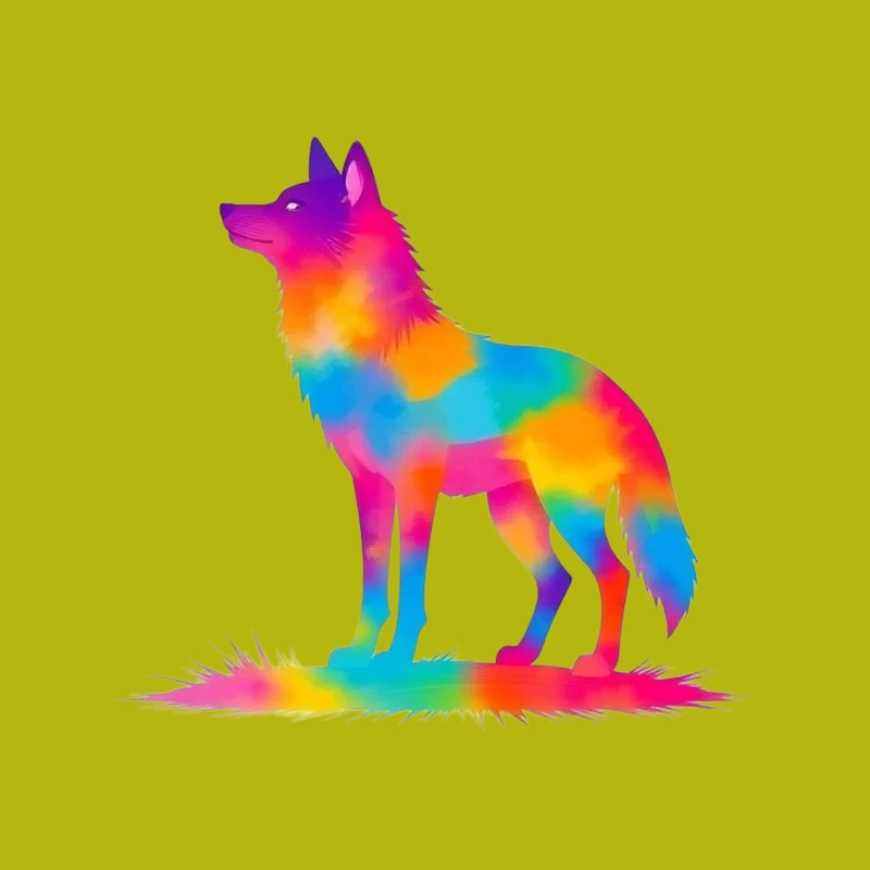 Colorful Unicorn Silhouette Illustration Tapestry