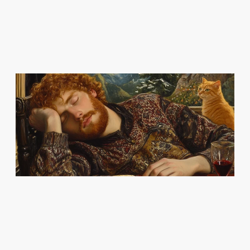 Sleeping Man with Feast and Mountain View Coffee Mug