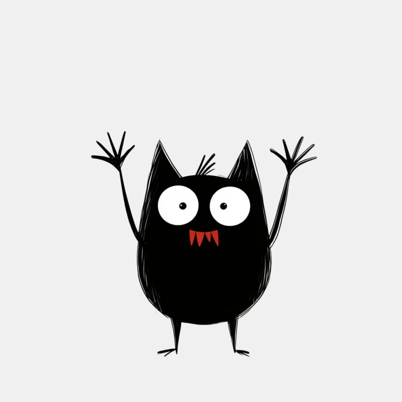 Cute Black Cat Monster: Funny Minimalist Halloween Cartoon Male Tank Top