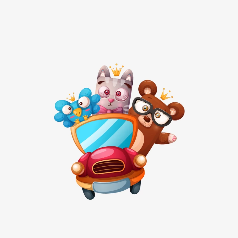 Animaux mignons en voiture Homme Sweat-shirt à enfiler