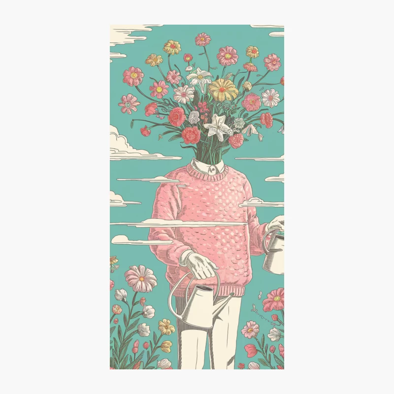 Whimsical Gardener: A Surreal Floral Fusion iPhone Case