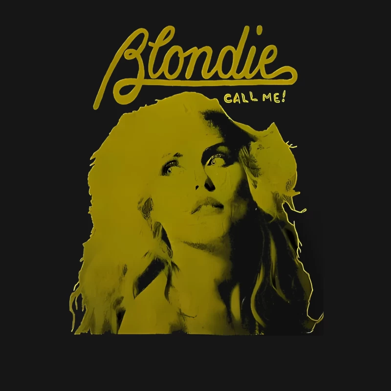 Vintage Blondie "Call Me" Album Cover in Yellow Monochrome Male T-Shirt