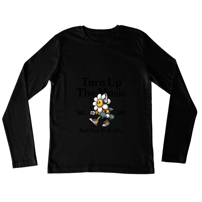 Blumenmusik, Kopfhörer, Skateboard Damen Langarm T-Shirt