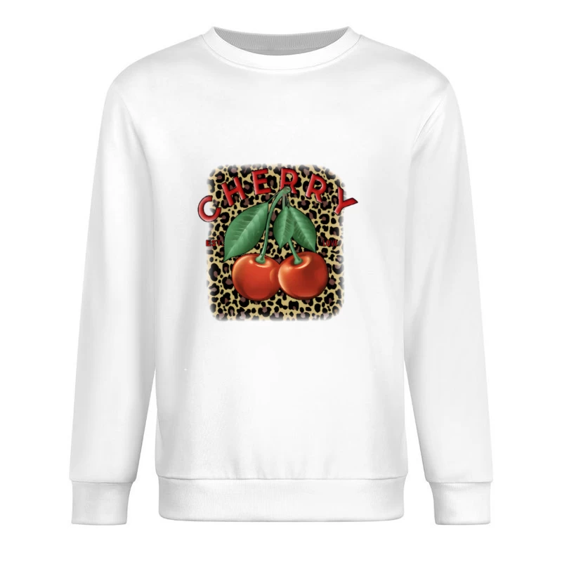 Kirsch-Design mit Leopardenmuster Herren Pullover Sweatshirt