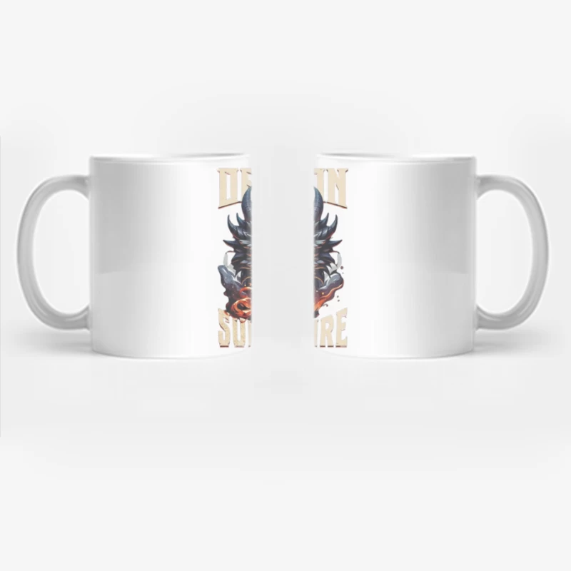 Menacing Dragon Head with Super Fire Flames Coffee Mug