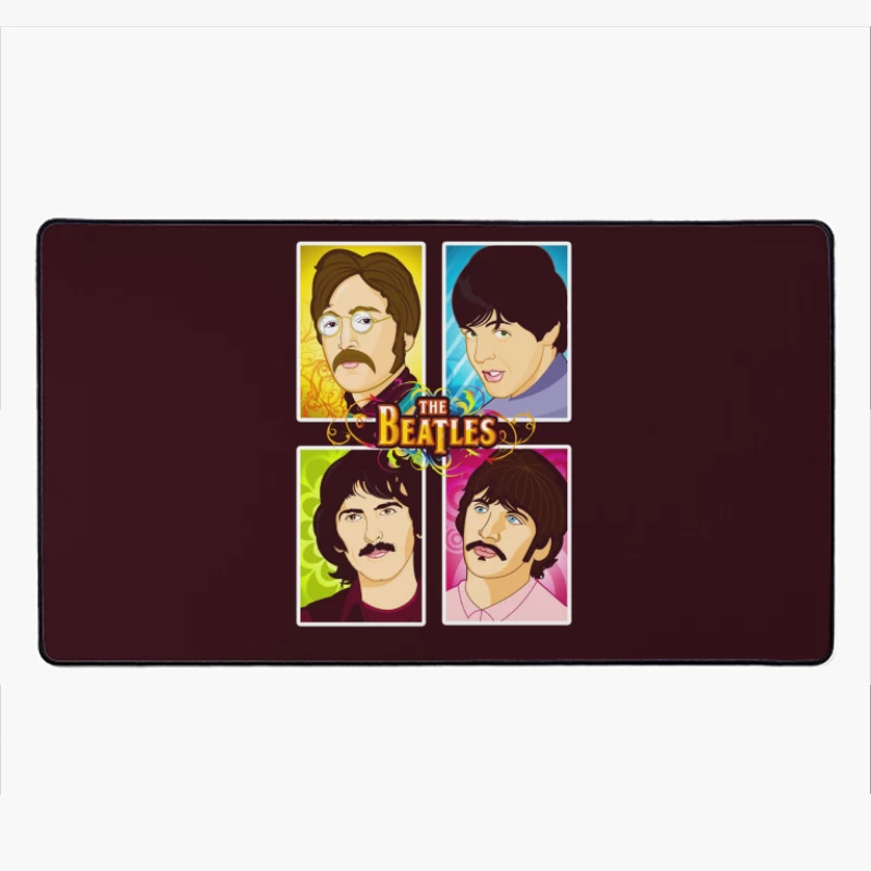 The Beatles Illustrated Portraits Desk Mat