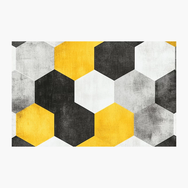 Modern Geometric Hexagon Pattern in Yellow, Gray, and White Travel Mug