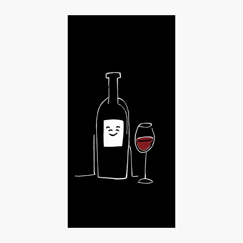 wine bottle wine glass red wine minimalist drawing sketch beverage alcohol iPhone Case