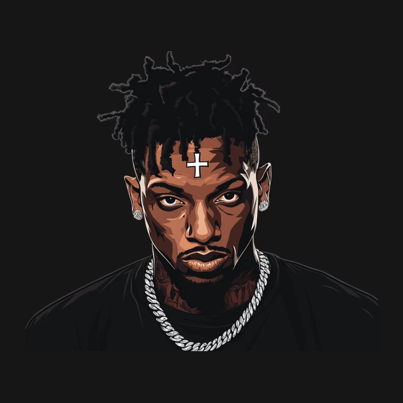 Urban Rapper Portrait with Distinctive Style and Tattoos Mouse Pad