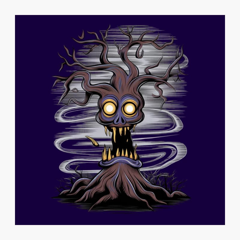 Spooky Monster Tree Dark Fantasy Halloween Illustration Pin