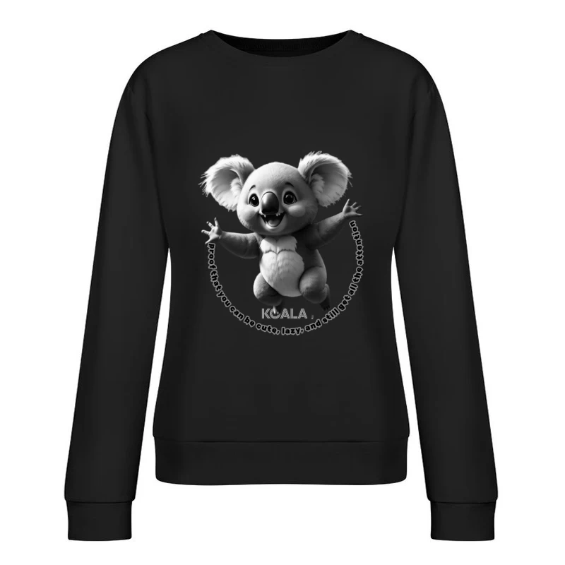 Cute Animated Koala Showing Joy and Attention Female Pullover Sweatshirt