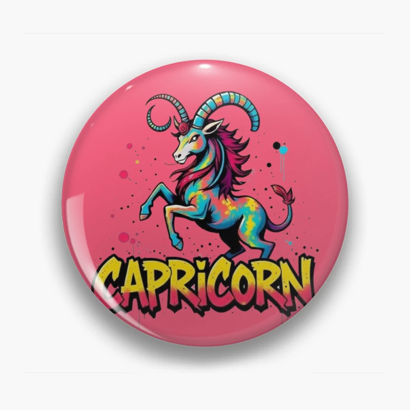Vibrant Capricorn Zodiac Art Pin