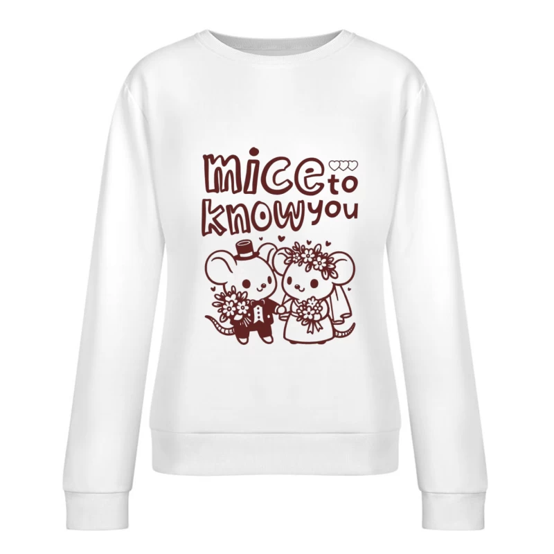 Niedliche Mäusehochzeit Illustration Damen Pullover Sweatshirt