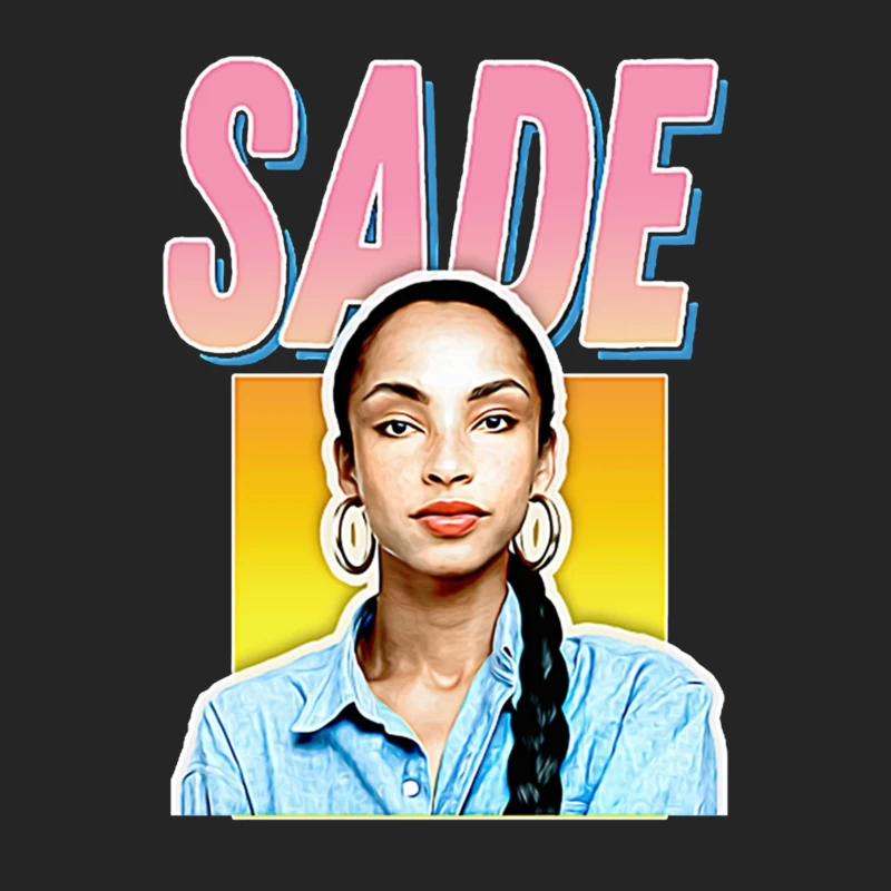 Stylized Pop Art Portrait with Pink "SADE" Text Male Pullover Sweatshirt