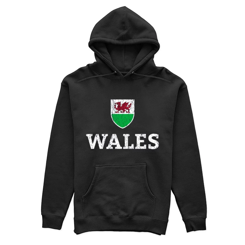 Welsh Dragon Shield with Distressed Text Design Female Pullover Hoodie