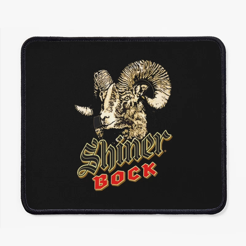 Vintage Shiner Bock Beer Logo with Golden Ram Head Design Mouse Pad