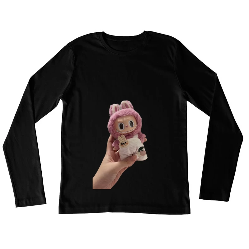 Niedliche Puppe im rosa Hasenkostüm Damen Langarm T-Shirt