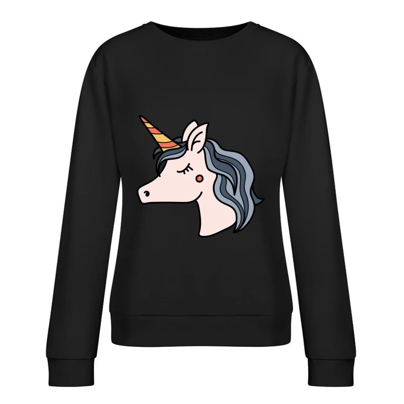 Illustration de Licorne avec Crinière Colorée Femme Sweat-shirt à enfiler