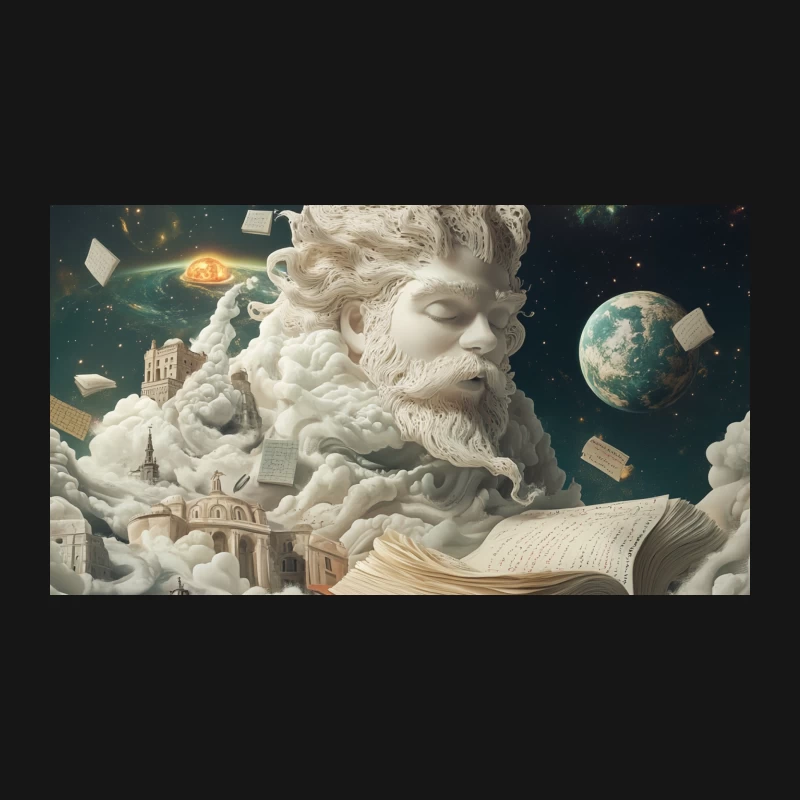 Cosmic Sculpture of Imagination: A Mythological Fantasy Desk Mat