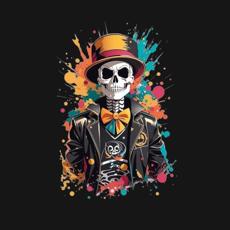 Colorful Skeleton in a Top Hat Male Long Sleeve T-Shirt