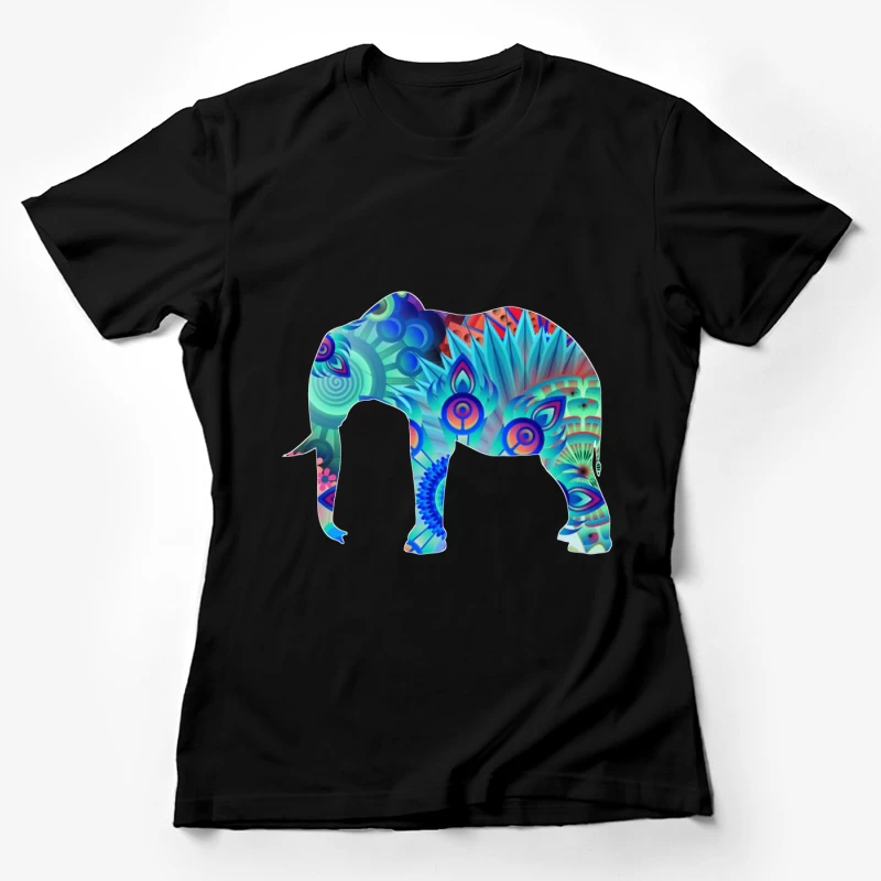 Bunte Elefantengrafik Damen T-Shirt