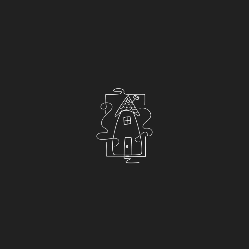 Simple Outline Logo of Cartoon Ghost Character Bucket Hat