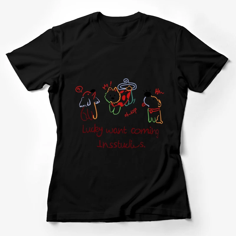 Niedliche Hunde in bunten Outfits Damen T-Shirt