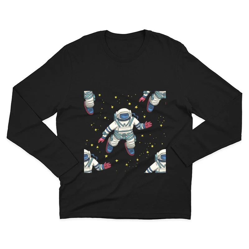 Astronautenmuster im Weltraum Herren Langarm T-Shirt