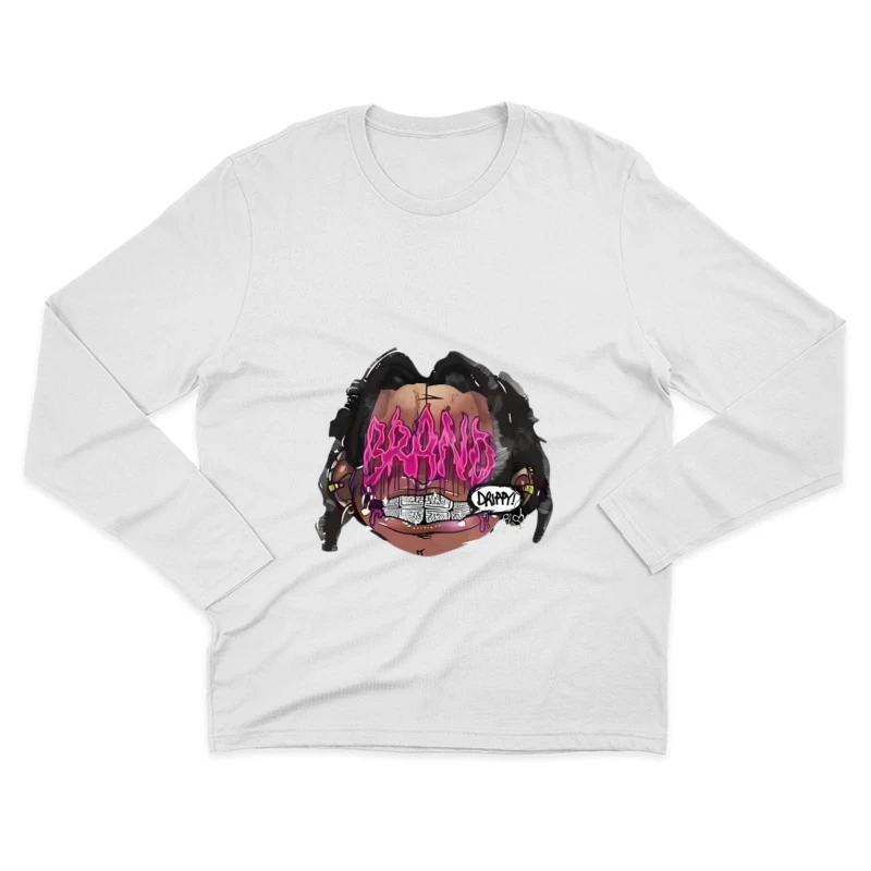 Design graphique avec texte éclatant Homme Manches Longues T-Shirt