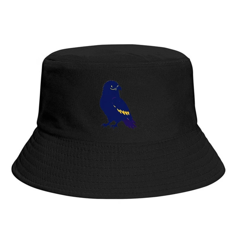 Stylized Navy Blue Raven Mascot Illustration Bucket Hat