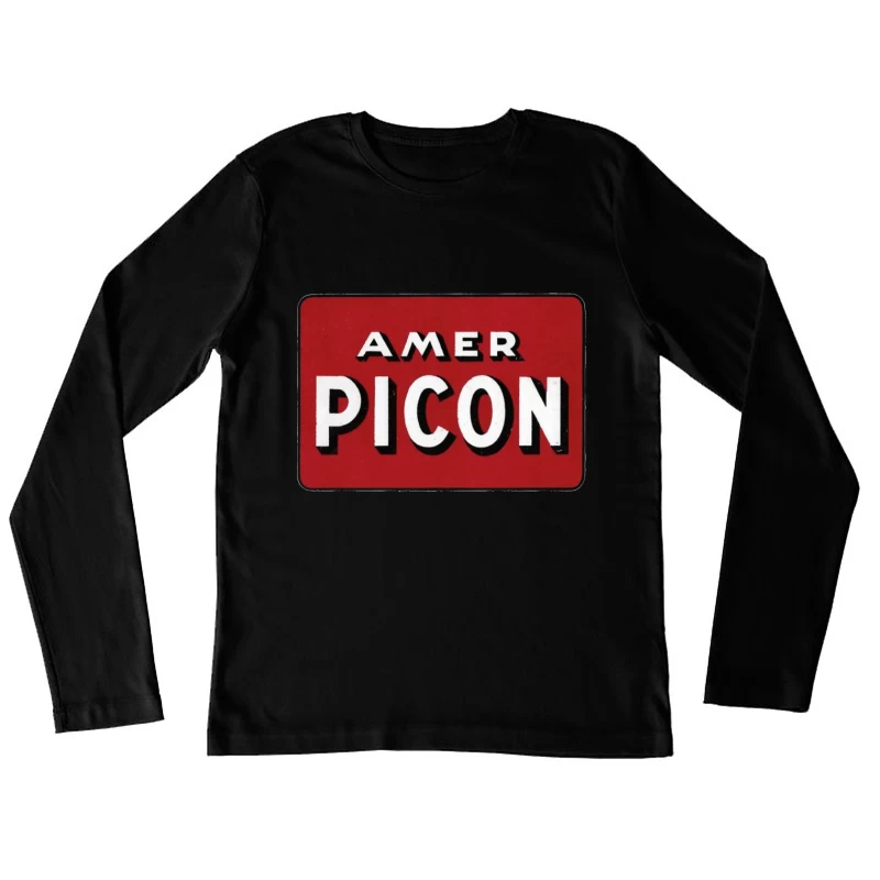 Vintage Amer Picon Logo Typography on Red Background Female Long Sleeve T-Shirt