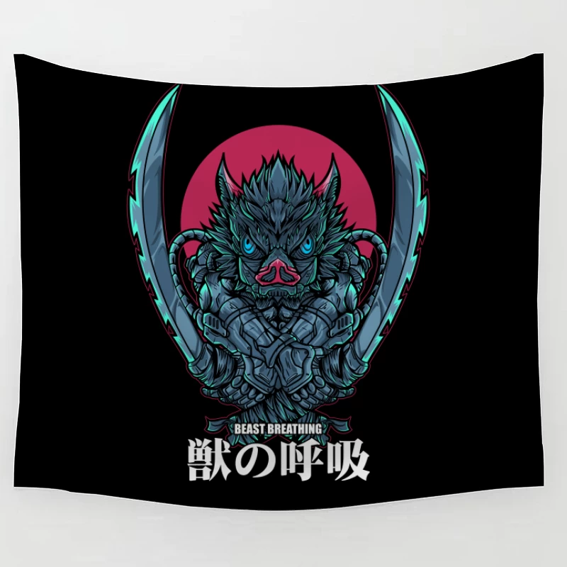 Beast Breathing Character Illustration Tapestry