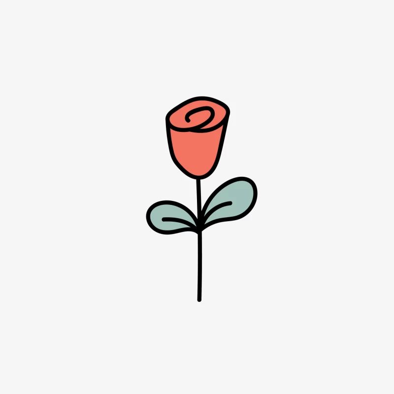 Illustration de rose stylisée Homme Manches Longues T-Shirt